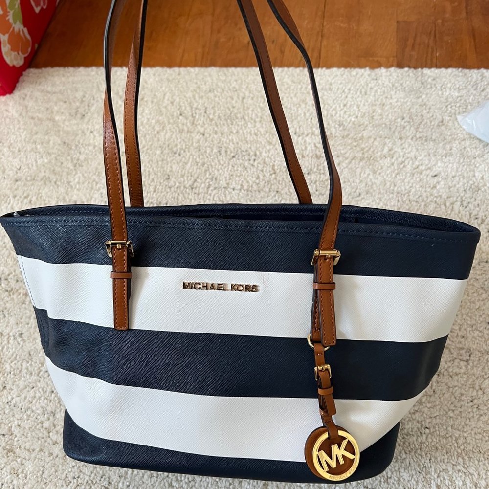 Michael Kors Jet Set Small Striped Travel Tote